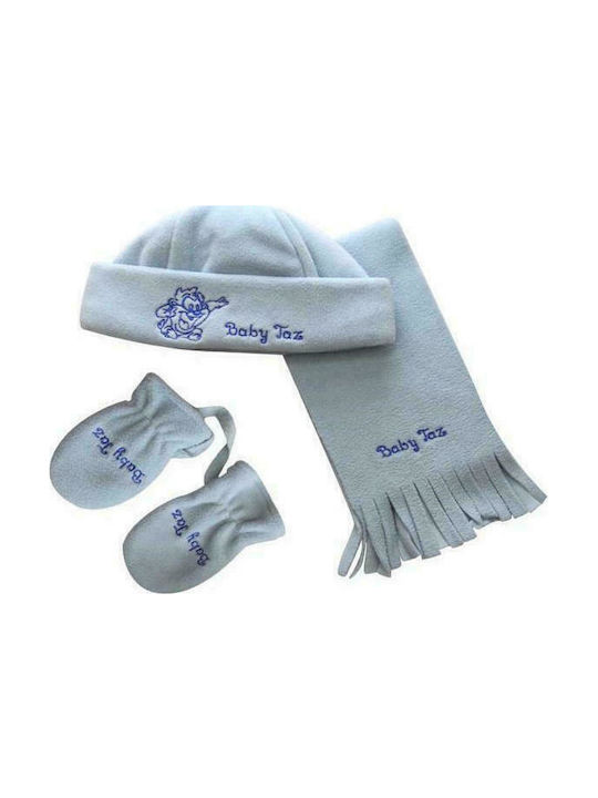 Stamion Kinder Mütze Set mit Schal & Handschuhe Fleece Hellblau für Neugeborene