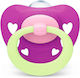 Nuk Orthodontic Pacifier Silicone Signature Night Hearts Fuchsia Night with Case for 18-36 months 1pcs