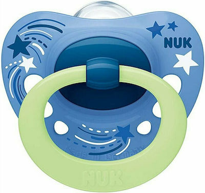 Nuk Orthodontic Pacifier Silicone Signature Night Stars Blue Night with Case for 18-36 months 1pcs