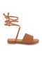 Famous Shoes Women's Flat Sandals in Tabac Brown Color