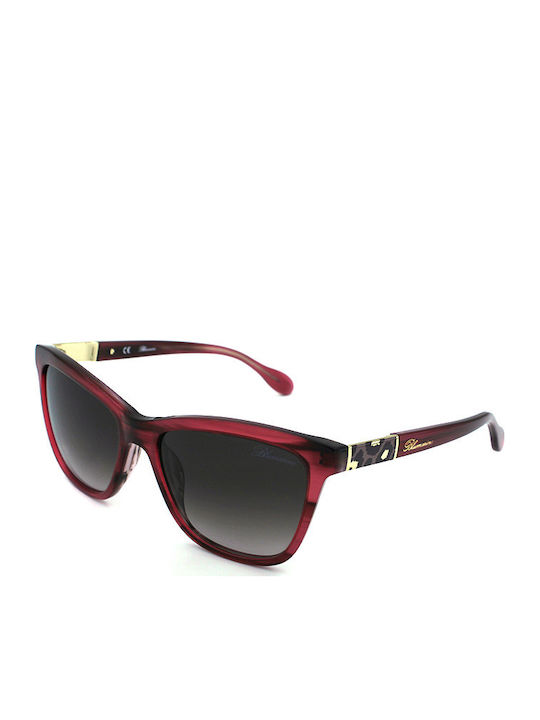 Blumarine Women's Sunglasses with Red Plastic Frame and Black Gradient Lens SBM714 099H