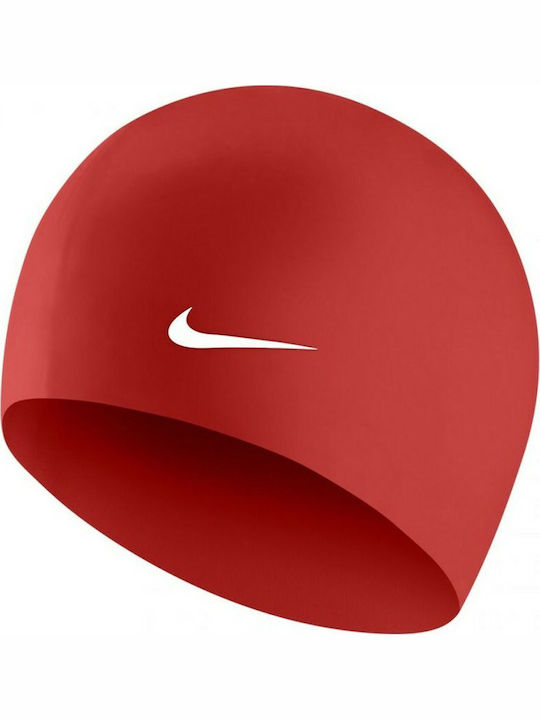Nike Solid Silicone Adults Swimming Cap Red