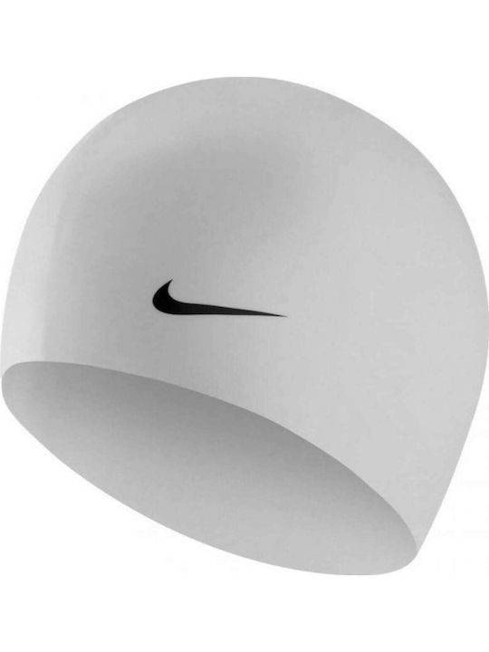 Nike Solid Silicone Adults Swimming Cap White