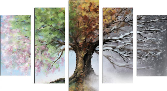 Freebox Four Seasons Fünffach Gemälde Hölzernes 100x60cm