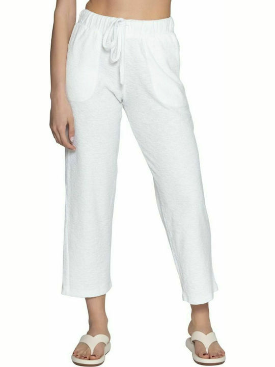 Philosophy Wear Terry Track 4272 Femei Bumbac Pantaloni largi Albă TR4272