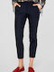 S.Oliver Women's Cotton Capri Trousers in Straight Line Navy Blue