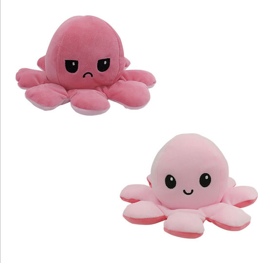 Plush Reversible Octopus Pink/Coral 12 cm