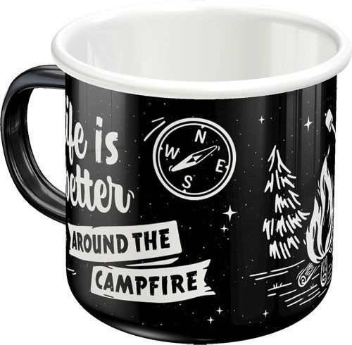 Nostalgic Art Outdoor & Activities Life Is Better Around The Campfire Κούπα Εμαγιέ Μαύρη 360ml