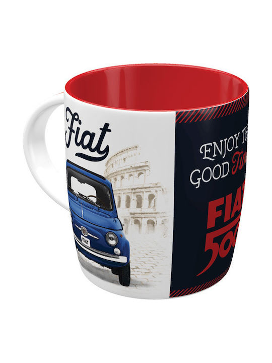 Nostalgic Art Fiat 500 – Enjoy The Good Times Cană Ceramică Multicoloră