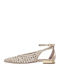 Leather Pointy Ballerinas With strap Gold