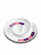 Nava Porcelain Dessert Divided Serving Plate with 2 Tiers with 2 Slots Carreaux White