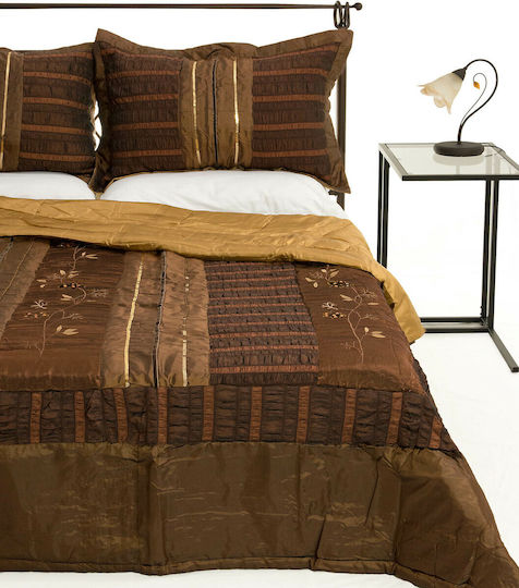 Silk Fashion 10506 Σετ Κουβερλί Μονό Βαμβακοσατέν Καφέ 160x220cm 2τμχ