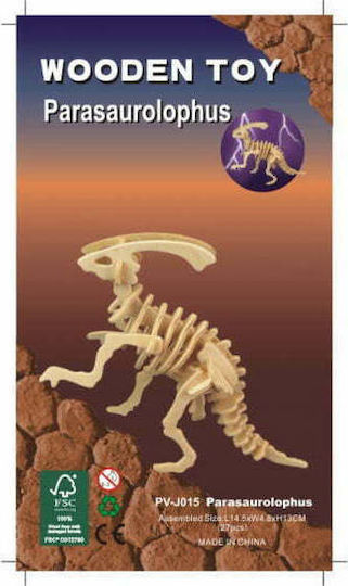 Anelixi Wooden Construction Toy Assembled Construction: Parasaurolophus in Blister for Children 3+ years+ Years