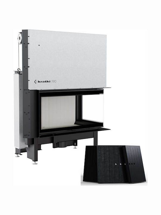 Kratki Nadia 14 P BS Guillotine Wood Fireplace Insert with Right Corner Window 14kW Black