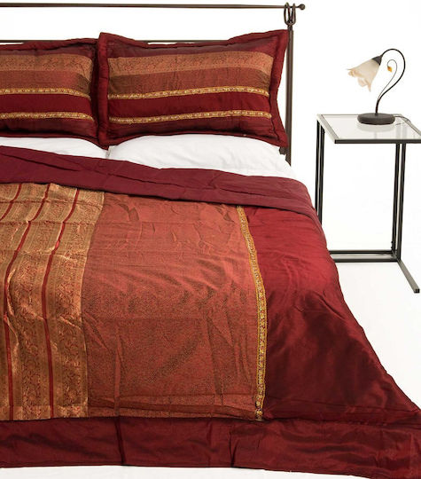 Silk Fashion Taj Mahal Σετ Κουβερλί Υπέρδιπλο Βαμβακοσατέν Μπορντό 220x240cm 3τμχ