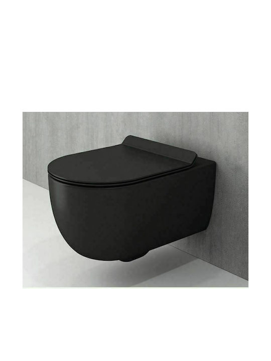 Bocchi V-Tondo 49cm Λεκάνη Κρεμαστή Rimless με Slim Κάλυμμα Soft Close Black Matt Bocchi V-Tondo 49cm Λεκάνη Κρεμαστή Rimless με Slim Κάλυμμα Soft Close Black Matt