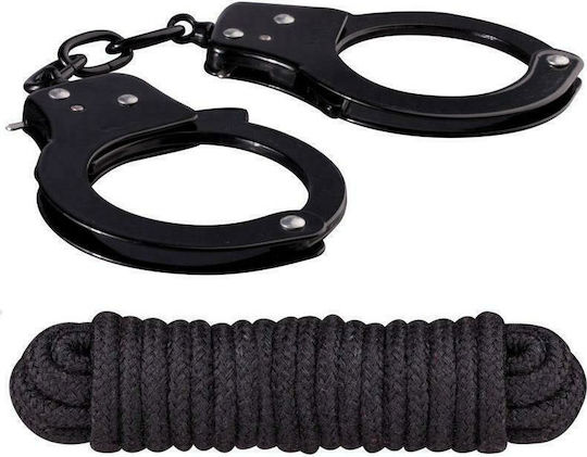 Nanma Metal Sex Extra Cuffs & Love Rope Белезници в Черен Цвят