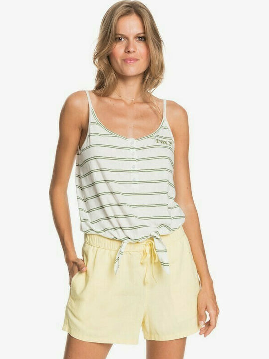 Roxy From Me To You Women's Summer Blouse Cotton with Straps Striped Beige