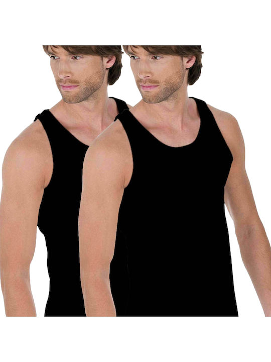 Ανδρικές Φανέλες Αμάνικες σε Μαύρο Χρώμα 2Pack
