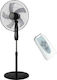 Brand 1207 Ventilator Pe Piedestal 50W Diametru 45cm Cu Telecomandă Negru