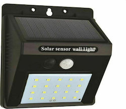 Eurolamp Στεγανό Ηλιακό Φωτιστικό Επιτοίχιας Τοποθέτησης IP65 με Ανιχνευτή Κίνησης και Ψυχρό Λευκό Φως σε Μαύρο Χρώμα 145-20810