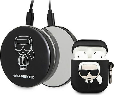 Karl Lagerfeld Iconic Set carcasă și Power Bank în culoarea Negru pentru Apple AirPods 1 / AirPods 2