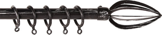 Keskor Extendable Metallic Curtain Pole 026 Single Φ19mm 120-210cm Black - Silver 580026-120