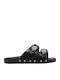 Scholl Pescura Leather Women's Flat Sandals in Black Color