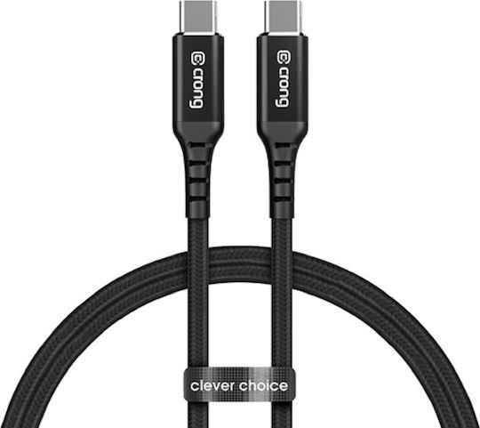 Crong Armor Link Braided USB 2.0 Cable USB-C male - USB-C 60W PD Μαύρο 1.5m CRG-AL15USCC-BLK