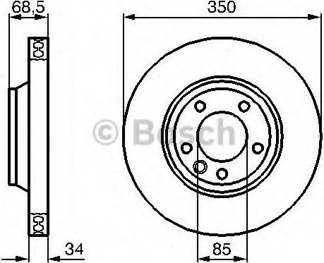 Bosch Σετ Δισκόπλακες Εμπρός 2τμχ για Audi Q7 Porsche Cayenne Volkswagen Touareg