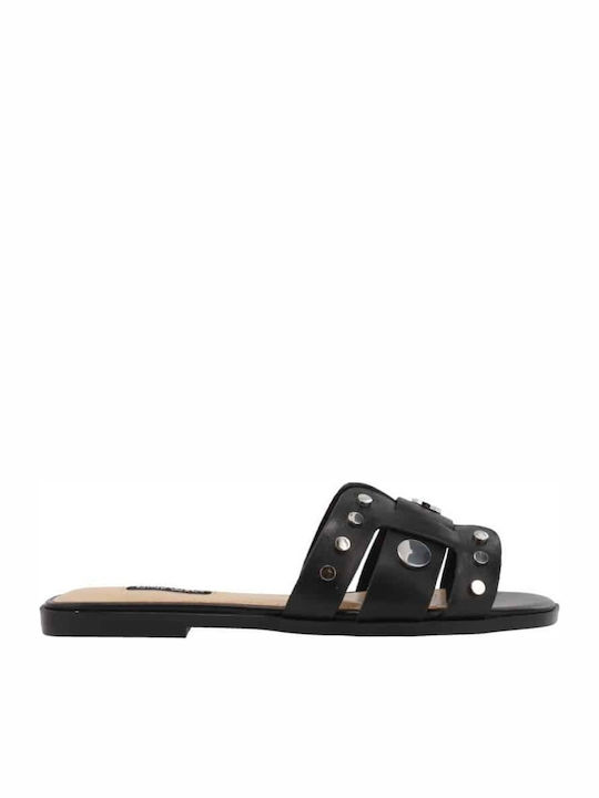 Nine West Gema Δερμάτινα Γυναικεία Σανδάλια Μαύρα