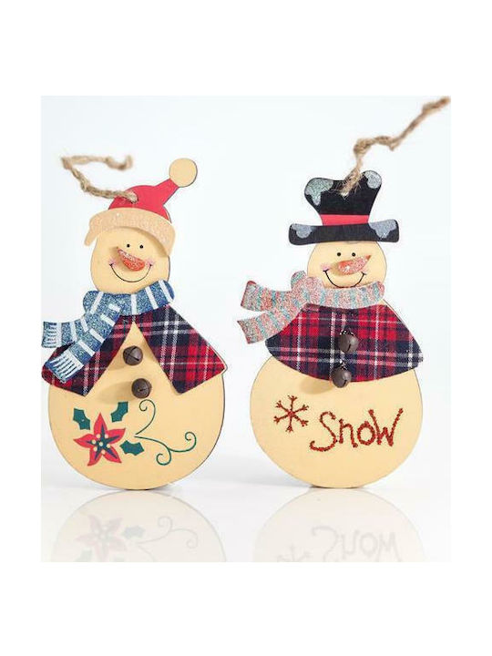 Hanging Snowman Wooden Christmas Tree Ornament 12.7x12.7cm Various Designs