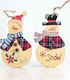 Hanging Snowman Wooden Christmas Tree Ornament 12.7x12.7cm Various Designs