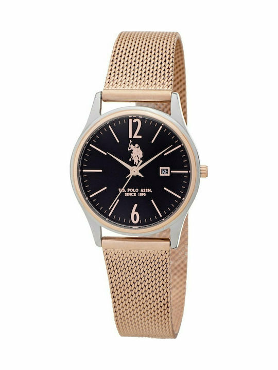 U.S. Polo Assn. Blake Womens Watch 30mm Battery with Pink Gold Stainless Steel Bracelet