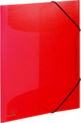Typotrust Φάκελος Διαφανής με Λάστιχο και Αυτιά για Χαρτί A4 Κόκκινο 23x32cm