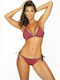 Marko Bikini Set Bra & Slip Bottom with Laces M-586 Pink Striped 143655