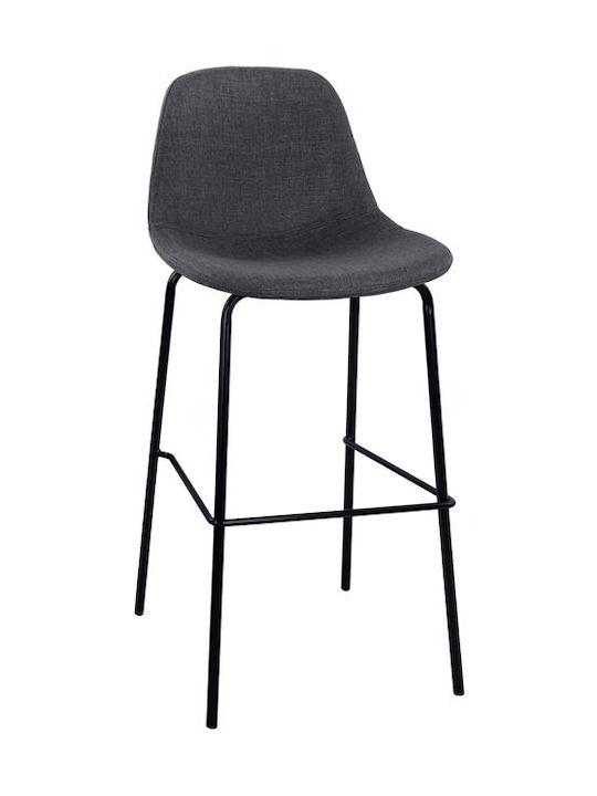 Stool Bar with Backrest Upholstered with Fabric Vincent Grey 4pcs 47x50x106cm