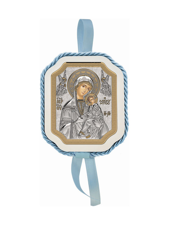 Slevori Φυλαχτό Κούνιας Heilige Ikone Kinder Amulett mit der Jungfrau Maria aus Silber F00602SHGBL-88X105