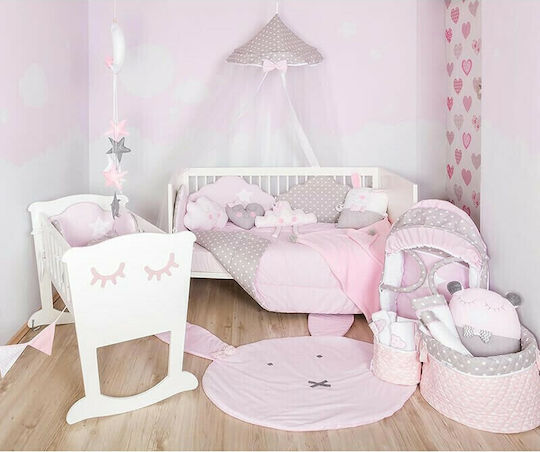 Baby Star Baby Crib Bedding Set Cloud 7pcs Pink