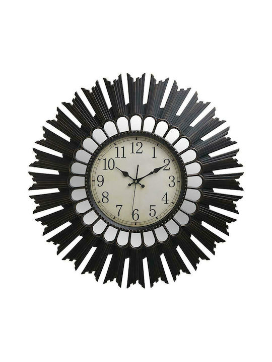 Inart Ρολόι Τοίχου Πλαστικό Μαύρο 70cm