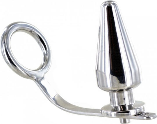 Dream Love Metal Hard Ring Cock Metallic with Anal Plug Silver D-211890