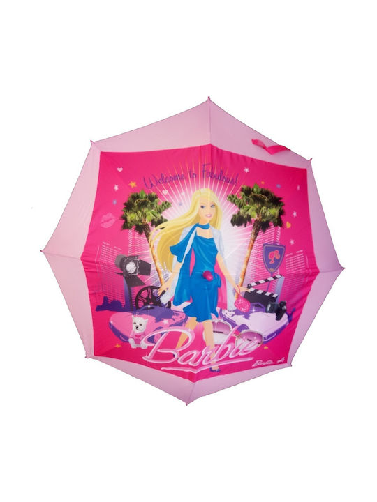 Chanos Παιδική Ομπρέλα Μπαστούνι Ομπρέλα Barbie Ροζ