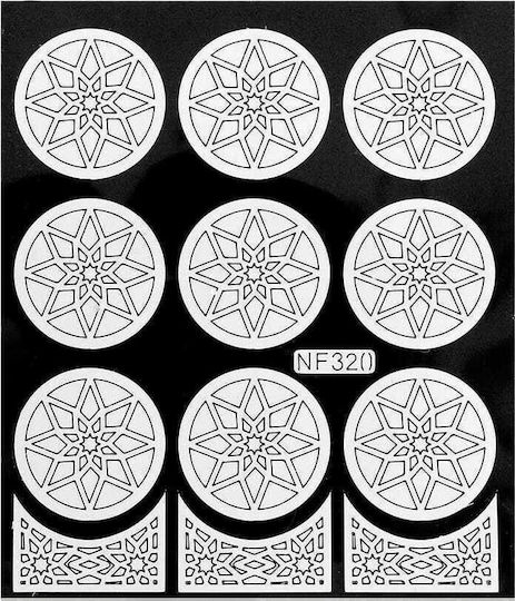 UpLac Stencil Holo 320 Briefmarken für Nägel in Silber Farbe