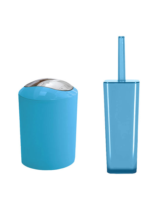 Kleine Wolke Easy Plastic Toilet Brush and Bin Set 5lt Turquoise