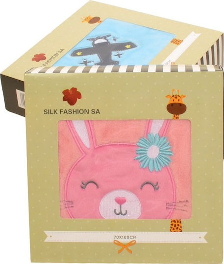 Silk Fashion Blanket Nursery Swaddling Blankets Bunny Fleece Pink 75x100cm