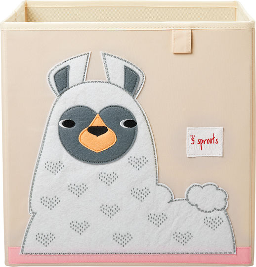 3 Sprouts Детска кошница за съхранение сгъваема Llama Бял 33x33x33см 1бр