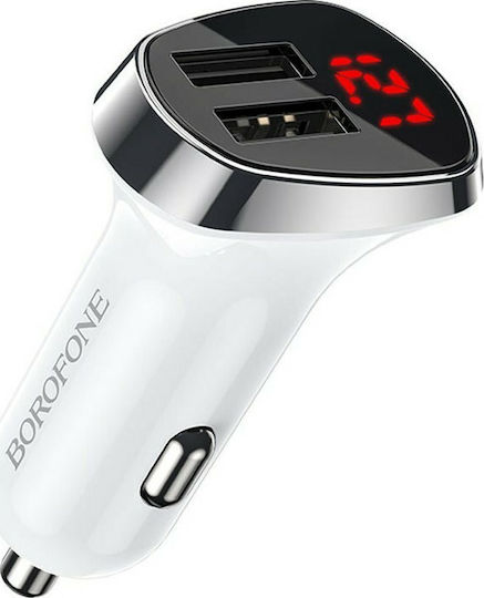 Borofone BZ15 Car Charger 12W 2.4A with Ports: 2xUSB White Color