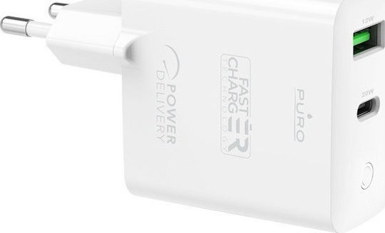 Puro Ladegerät ohne Kabel mit USB-A Anschluss 32W Stromlieferung Weißs (FCMTCUSBAC32WPDWHI)