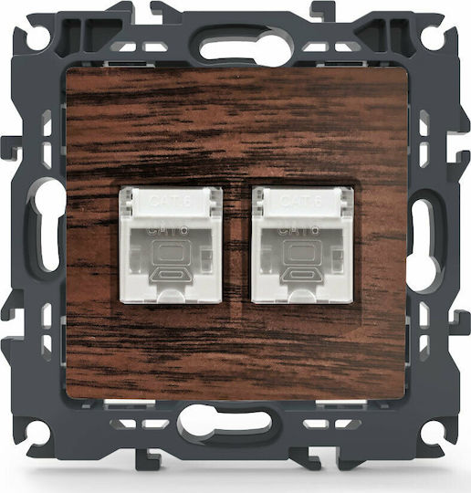 Aca Prime Διπλή Πρίζα Δικτύου RJ45 χωρίς Πλαίσιο Τύπου Cat6 σε Καφέ Χρώμα 1000113306