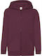 Kids Sweatshirt Cardigan With Hood And Pockets Burgundy